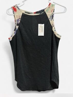Sanctuary Black Tank with Cream Floral Trim